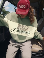 self. Sage Green Embroidered Crew Neck Sweatshirt - Image 2 of 7