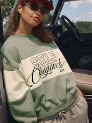 self. Sage Green Embroidered Crew Neck Sweatshirt - Image 3 of 7