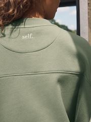 self. Sage Green Embroidered Crew Neck Sweatshirt - Image 5 of 7