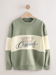 self. Sage Green Embroidered Crew Neck Sweatshirt - Image 6 of 7