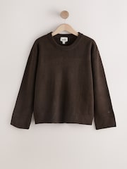 self. Chocolate Brown Knit Jumper - Image 1 of 3