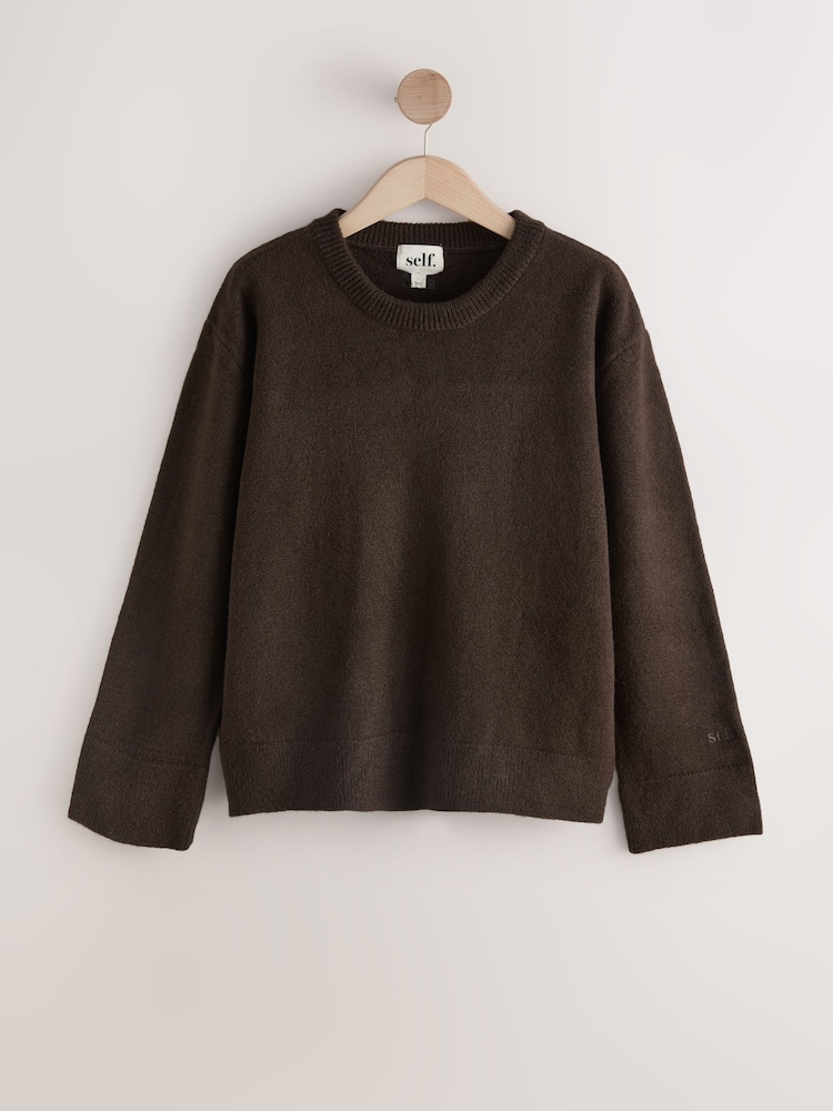 self. Chocolate Brown Knit Jumper - Image 1 of 3
