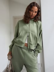 self. Sage Green Hooded Zip Through Jacket - Image 2 of 9