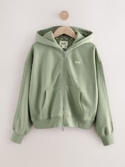 self. Sage Green Hooded Zip Through Jacket - Image 7 of 9