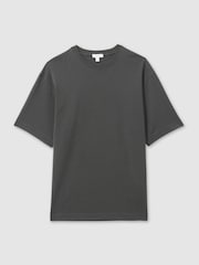 Reiss Washed Black Tate Cotton Garment-Dyed Oversized T-Shirt - Image 2 of 6