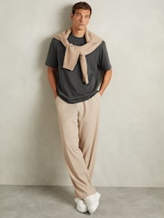 Reiss Washed Black Tate Cotton Garment-Dyed Oversized T-Shirt - Image 3 of 6