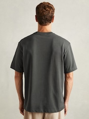 Reiss Washed Black Tate Cotton Garment-Dyed Oversized T-Shirt - Image 5 of 6