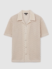 Reiss Oatmeal Sterling Crochet Cuban-Collar Shirt - Image 2 of 5