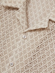 Reiss Oatmeal Sterling Crochet Cuban-Collar Shirt - Image 5 of 5