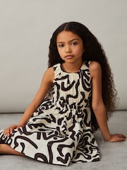 Estampado marfil - Reiss Anouka Cotton Shirred Printed Dress - Imagen 3 de 4