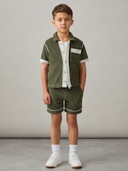 Reiss Green Multi Micah 13-14 yrs Velour Colour-Block Shirt - Image 2 of 4