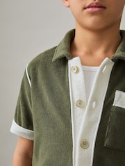 Reiss Green Multi Micah 13-14 yrs Velour Colour-Block Shirt - Image 3 of 4