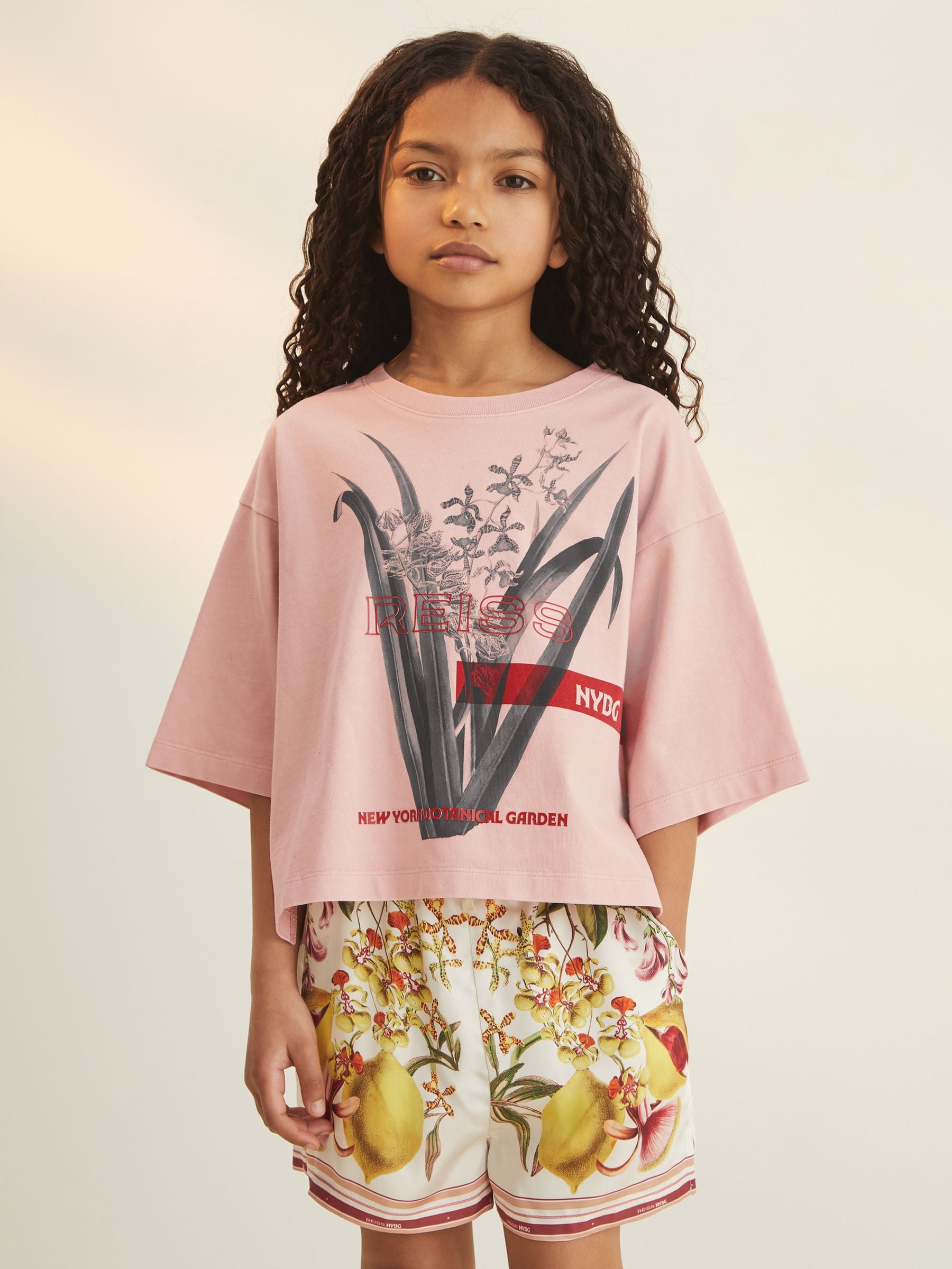 NEW YORK BOTANICAL GARDENS REISS PINK SPENCER 4-9 YRS REISS | NYBG FLORAL OVERSIZE T-SHIRT