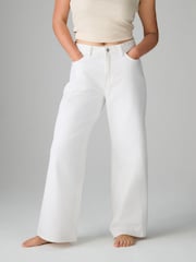 White 100% Cotton Hourglass Wide Leg Jeans - Image 2 of 7
