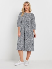 M&Co Blue Dark Petite Midi Dress - Image 1 of 5