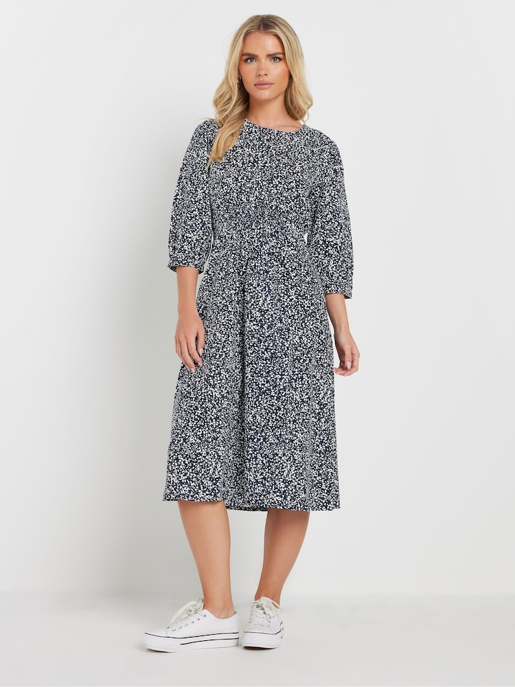 M&Co Blue Dark Petite Midi Dress - Image 1 of 5