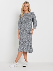 M&Co Blue Dark Petite Midi Dress - Image 2 of 5