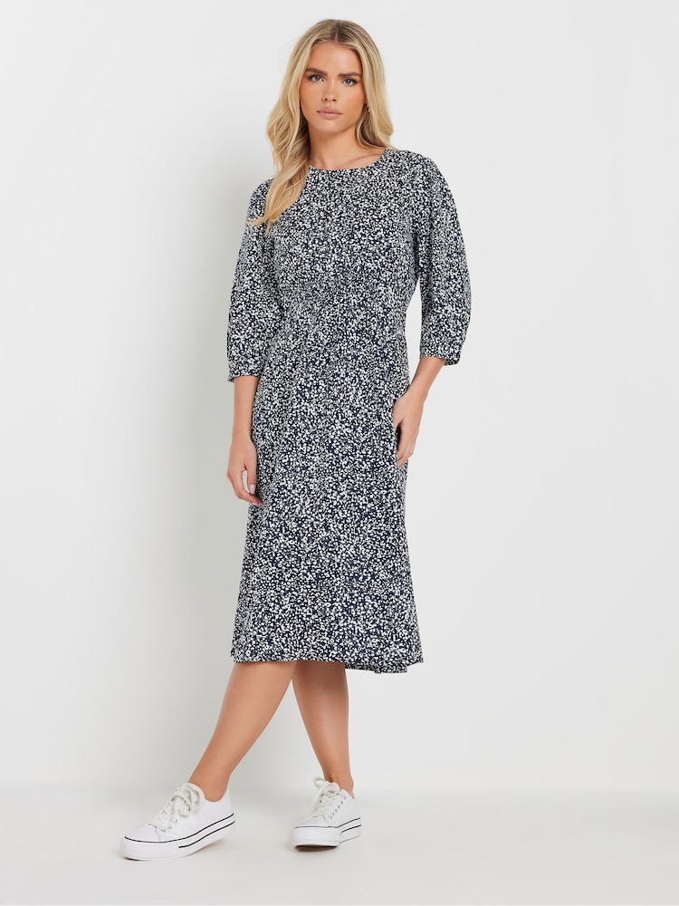 M&Co Blue Dark Petite Midi Dress - Image 2 of 5