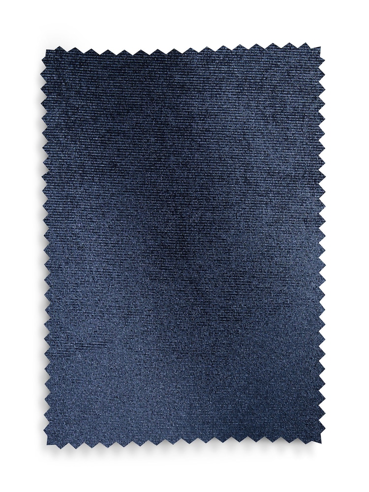 Navy Blue Liquid Velvet Blackout/Thermal Eyelet Curtains - Image 6 of 6