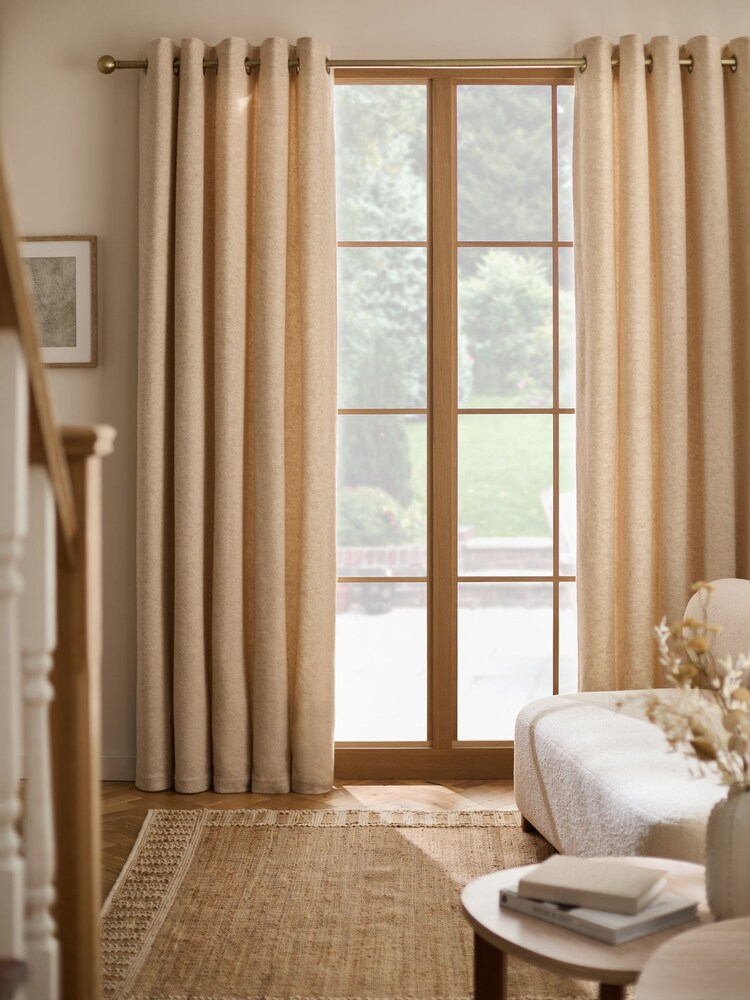 Oatmeal Natural Textured Felt Pencil Pleat Curtains - Image 1 of 5