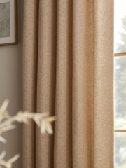 Oatmeal Natural Textured Felt Pencil Pleat Curtains - Image 4 of 5