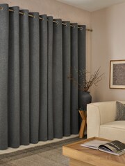 Charcoal Grey Textured Felt Pencil Pleat Curtains - Image 3 of 5
