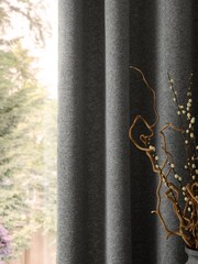 Charcoal Grey Textured Felt Pencil Pleat Curtains - Image 4 of 5