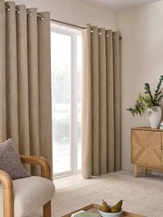 Natural Cosy Borg Lined Eyelet Curtains - Image 2 of 5