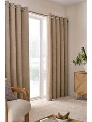 Natural Cosy Borg Lined Eyelet Curtains - Image 5 of 5