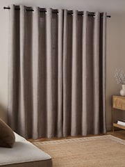 Grey Cosy Borg Lined Eyelet Curtains - Image 5 of 5