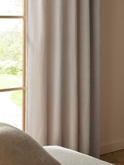 Natural Fine Chenille Lined Eyelet Curtains - Image 3 of 5