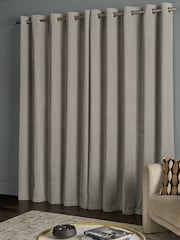 Light Grey Fine Chenille Lined Eyelet Curtains - Image 2 of 5