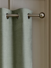 Sage Green Fine Chenille Blackout/Thermal Eyelet Curtains - Image 4 of 6