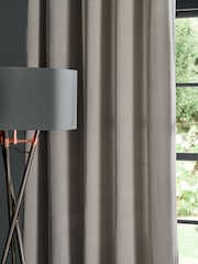Light Grey Fine Chenille Blackout/Thermal Eyelet Curtains - Image 3 of 6