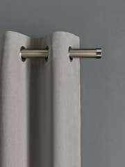 Light Grey Fine Chenille Blackout/Thermal Eyelet Curtains - Image 4 of 6