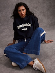 أزرق - Mint Velvet Monaco Graphic Sweatshirt - صورة 2 من 8