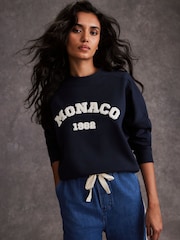 أزرق - Mint Velvet Monaco Graphic Sweatshirt - صورة 3 من 8