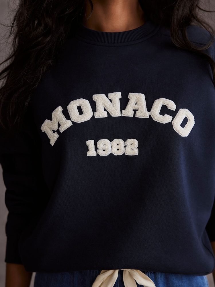 Mint Velvet Blue Monaco Graphic Sweatshirt - Image 4 of 8