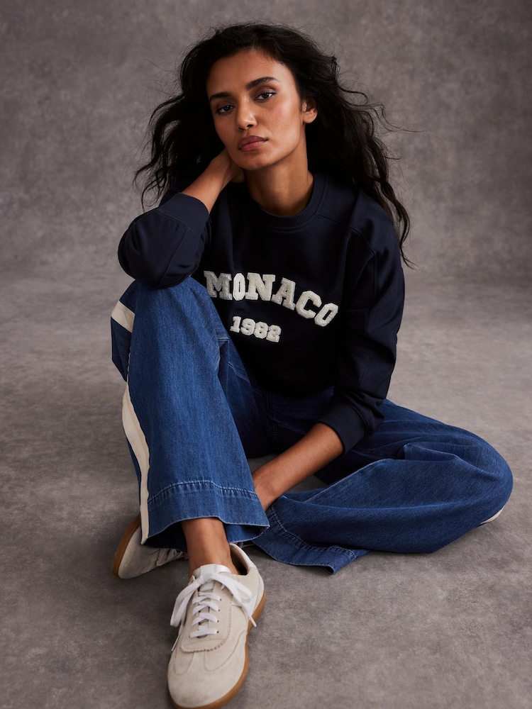 Mint Velvet Blue Monaco Graphic Sweatshirt - Image 5 of 8