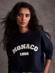 أزرق - Mint Velvet Monaco Graphic Sweatshirt - صورة 6 من 8
