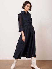 Mint Velvet Blue Twist Detail Midi Dress - Image 4 of 8