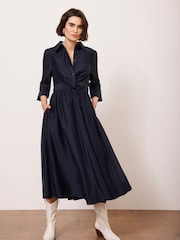Mint Velvet Blue Twist Detail Midi Dress - Image 5 of 8