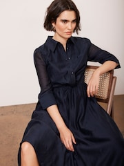 Mint Velvet Blue Twist Detail Midi Dress - Image 6 of 8