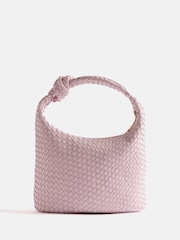 Mint Velvet Pink Leather Woven Knot Handle Bag - Image 3 of 6