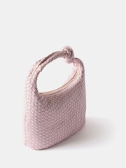 Mint Velvet Pink Leather Woven Knot Handle Bag - Image 4 of 6