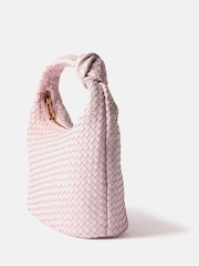 Mint Velvet Pink Leather Woven Knot Handle Bag - Image 5 of 6