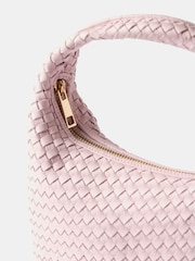 Mint Velvet Pink Leather Woven Knot Handle Bag - Image 6 of 6