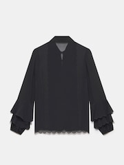 Mint Velvet Black Scallop Detail Shirt - Image 6 of 8