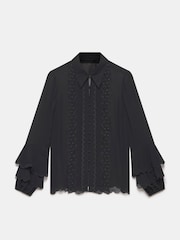 Mint Velvet Black Scallop Detail Shirt - Image 7 of 8