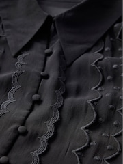 Mint Velvet Black Scallop Detail Shirt - Image 8 of 8